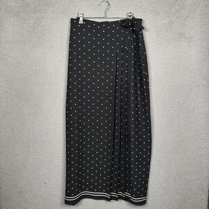 VTG Liz Claiborne Skirt Women Black Polka Dot Pleated Midi Retro Pinup 50s Style
